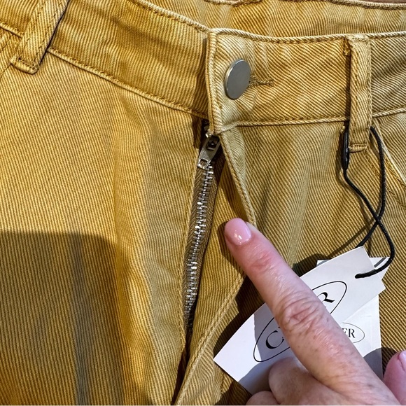 Cider Women’s Mustard Gold Khaki Wide Leg Jeans Pants Trousers Pockets NWT XL - Picture 5 of 8